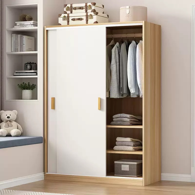 Cream color bedroom furniture solid wood particle board custom bedroom wardrobe