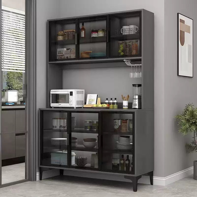 Modern simple transparent glass door home living room storage display cabinet