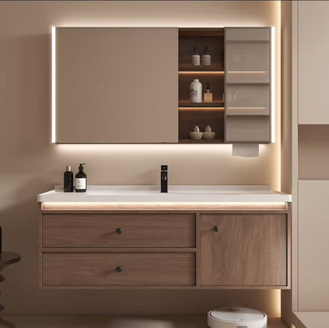Modern Simple Style Wooden Furniture Solid Wood Multi-Color Storage Bathroom Cabinet Can Be Customized